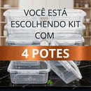 Kit Potes Marmita Fitness Com Trava Antivazamento Para Freezer E Micro-ondas
