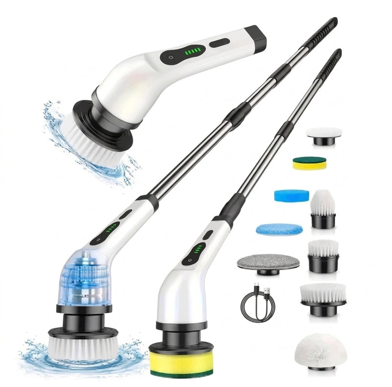 Escova Elétrica De Limpeza 9 Em 1 Recarregável Extensível Banheiro Cozinha