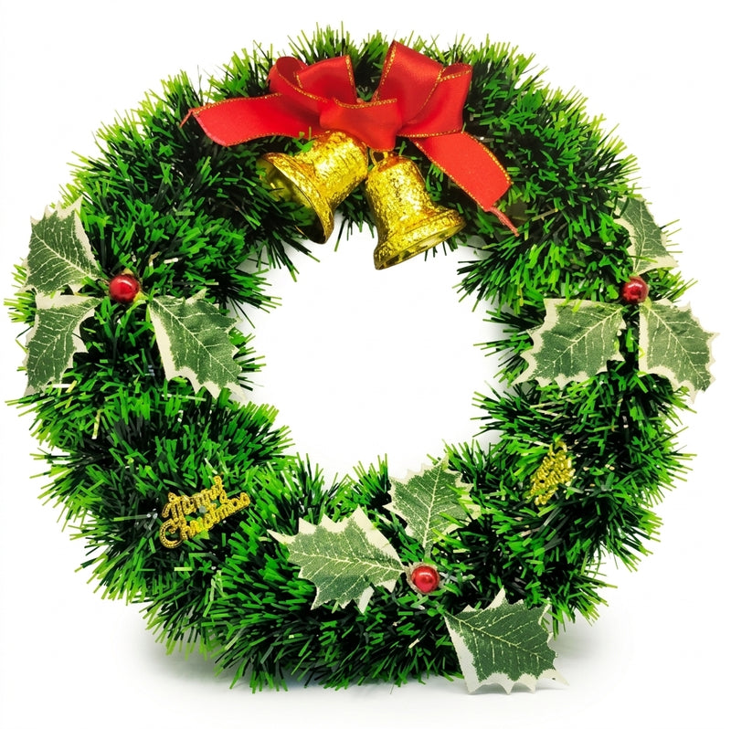 Linda Guirlanda De Natal 30cm Decoração De Porta Laço Sinos Bola