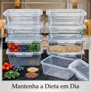 Kit Potes Marmita Fitness Com Trava Antivazamento Para Freezer E Micro-ondas