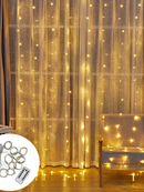 Cortina De led Fio De Fada 300 LED 3X3M 8 Modos Com Controle Para Decoração Quarto/Natal/Casamento