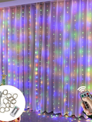 Cortina De led Fio De Fada 300 LED 3X3M 8 Modos Com Controle Para Decoração Quarto/Natal/Casamento