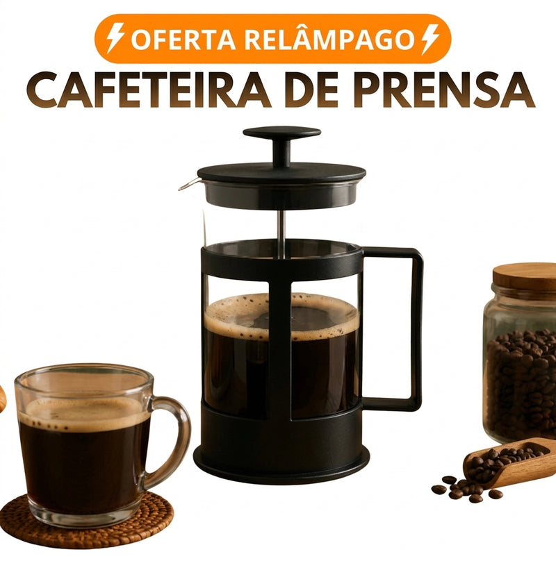 Cafeteira Prensa Francesa Em Vidro e Aço Inox Com Filtro Removível