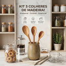 Colher De Madeira Tradicional Não Risca Panela Antiaderente Cabo Reforçado