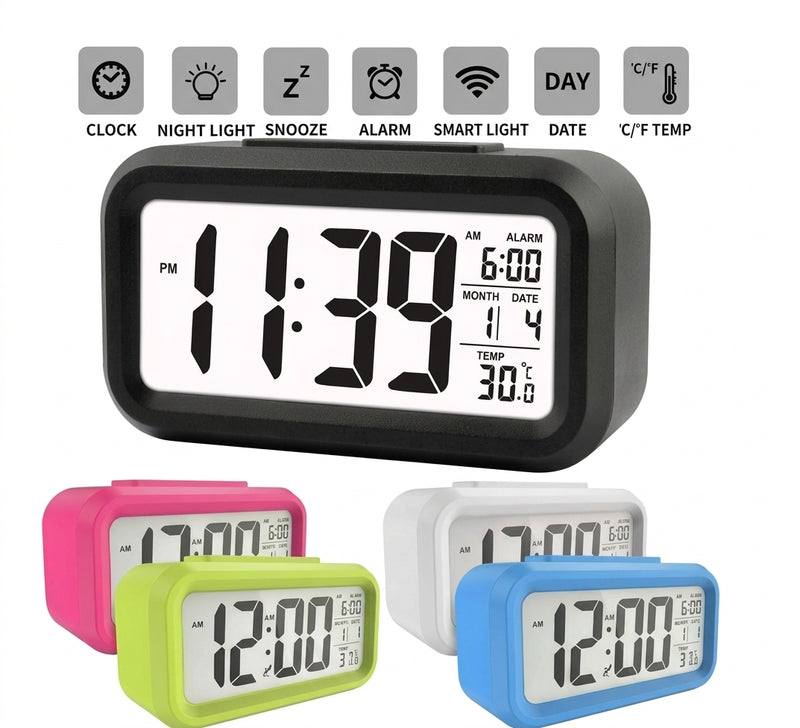 Relógio De Mesa Digital LED Compacto Despertador Para Quarto e Escritório