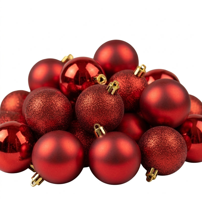 Kit 15 Ou 30 Bolas De Natal 4cm Mistas Lisa Fosca E Glitter Decorativas