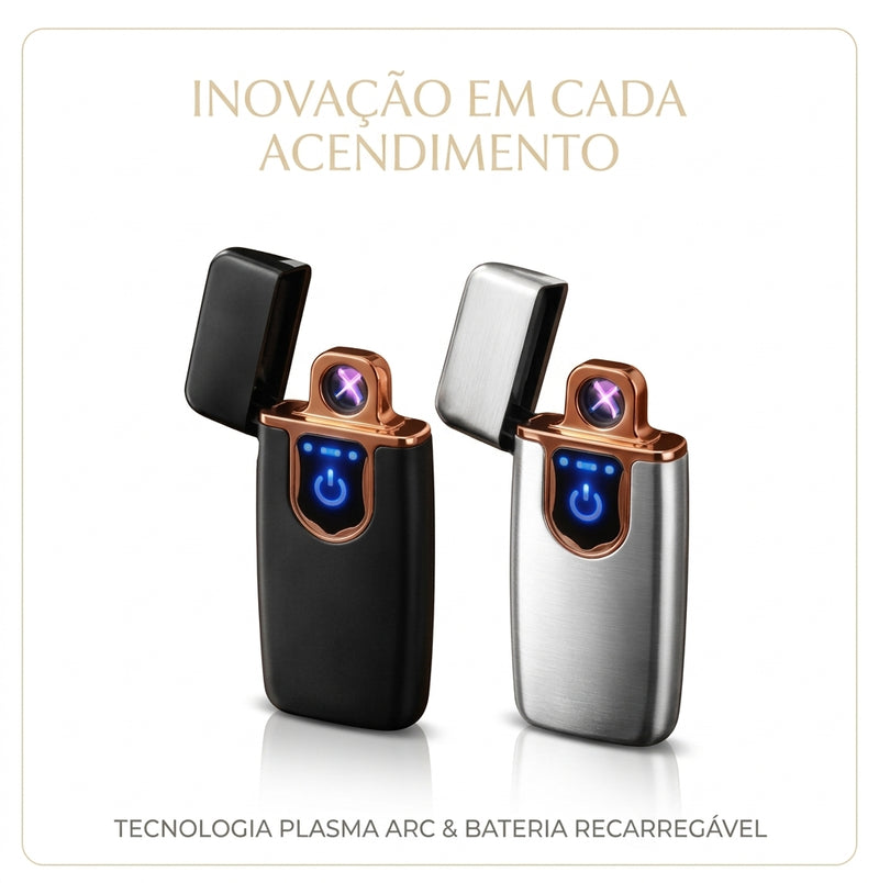 Isqueiro Elétrico Touch USB Recarregável Sem Chama À Prova De Vento