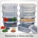 Kit Potes Marmita Fitness Com Trava Antivazamento Para Freezer E Micro-ondas