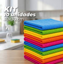 Kit 10 Panos De Microfibra 30x30 cm Multiuso Flanela Alta Absorção