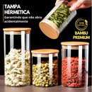 Kit Com 5 Potes Vidro Com Tampa Bambu Super Vedação hermético Conjunto porta mantimento