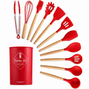 Kit Utensílios de Cozinha Silicone 12 Peças Completo Antiaderente Resistente