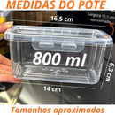 Kit Marmitas Fitness 800ml com Travas Laterais - Plástico Reutilizável Alimentos Organizadoras