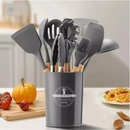 Kit 12 Utensílios De Silicone Cozinha Com Copo Suporte Não Risca Panela
